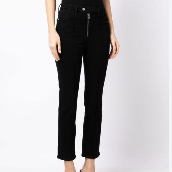 Frame Le Super High Jeans Straight Leg Exposed Zip Black Size 24 Rare - Picture 2 of 13